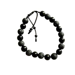 BEAUTIFUL BLACK TONE BEAD ADJUSTABLE BRACELET